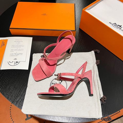 Sandal cao gót Hermes* cao 9cm da lộn khoá bạc đang đẹp VIP 1:1