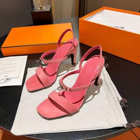 Sandal cao gót Hermes* cao 9cm da lộn khoá bạc đang đẹp VIP 1:1