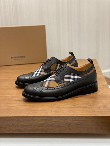 Giày âu BURBERRY* da bò phối kẻ đẹp độc lịch lãm VIP 1:1