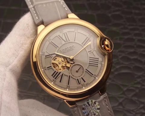 Đồng hồ cartier dây da máy cơ cho nam case 45mm