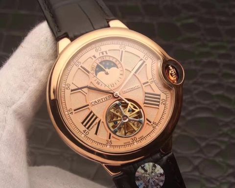 Đồng hồ cartier dây da máy cơ cho nam case 45mm