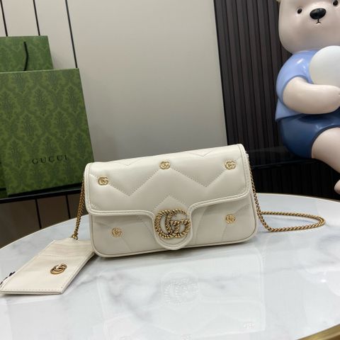 Túi xách nữ GUCCI* 21cm kèm ví đựng thẻ da cừu nẹp logo vàng VIP 1:1