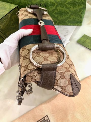 Túi xách nữ GUCCI* canvas hoạ tiết logo nâu khoá logo