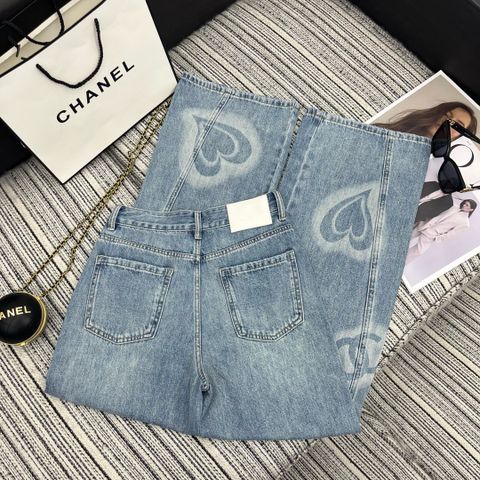 Quần jeans nữ ống suông CHA*NEL* hoạ tiết đẹp VIP 1:1