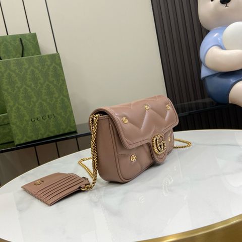 Túi xách nữ GUCCI* 21cm kèm ví đựng thẻ da cừu nẹp logo vàng VIP 1:1