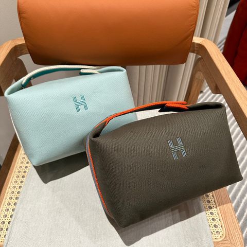 Túi xách nữ Hermes* 25cm chất canvas phối đai màu kiểu đẹp VIP 1:1