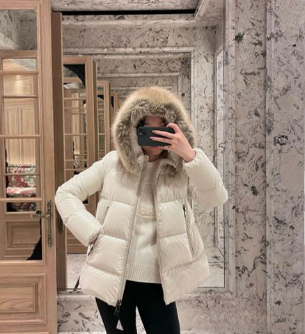 Áo phao nữ moncler* mũ viền lông đẹp VIP 1:1