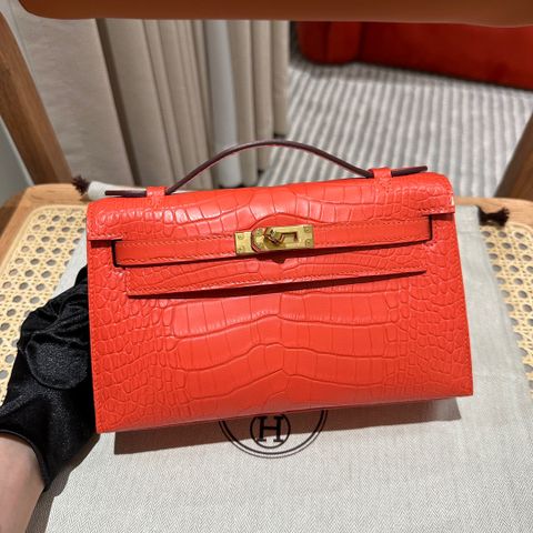 Clutch nữ Hermes* kelly da cá sấu VIP 1:1