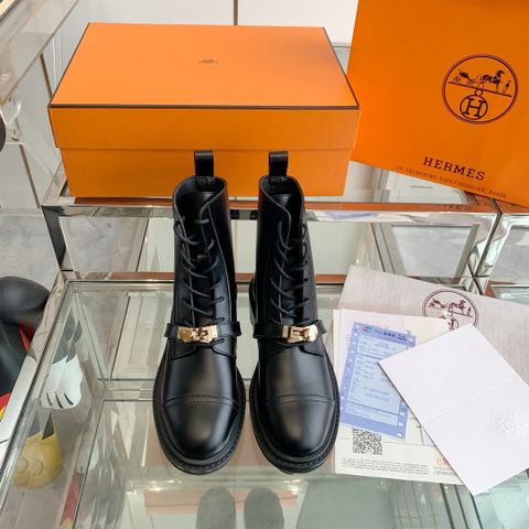 Giày boot nữ cao cổ Hermes* da lỳ khoá bạc / vàng kiểu đẹp dáng khoẻ