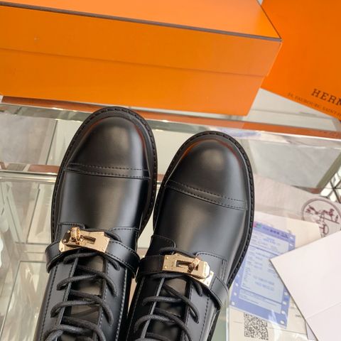 Giày boot nữ cao cổ Hermes* da lỳ khoá bạc / vàng kiểu đẹp dáng khoẻ