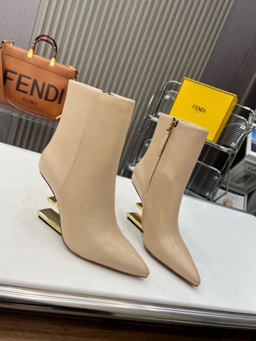 Boot FENDI* cổ lỡ da bò xịn gót logo tráng vàng đẹp VIP 1:1