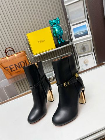 Boot FENDI* cổ lỡ da bò xịn gót tráng vàng quai có thể tháo rời đi hai kiểu đẹp VIP 1:1