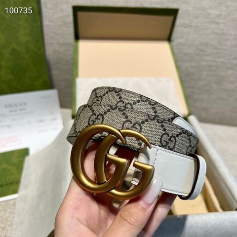 Belt nữ GUCCI* bản 3.0cm hoạ tiết logo phối da màu đẹp SIÊU CẤP