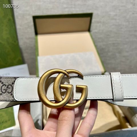 Belt nữ GUCCI* bản 3.0cm hoạ tiết logo phối da màu đẹp SIÊU CẤP