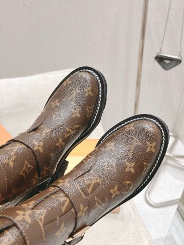 Boot LV* cao 5cm hoạ tiết Monogram nâu đẹp VIP 1:1