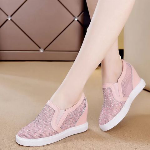 Giày slip on lưới đính đá độn đế đẹp sale