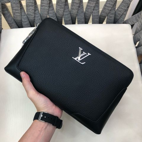 Clutch Louis* LV* da bò mềm khoá số bạc cao cấp