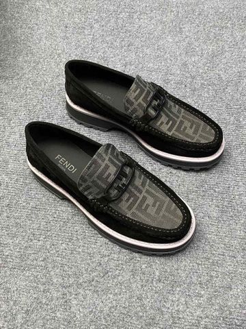 Giày nam Loafer FENDI* da lộn phối hoạ tiết Logo đẹp VIP 1:1