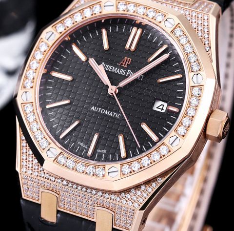 Đồng hồ nam Audemars* Piguet* dây cá sấu mặt nạm kim máy cơ VIP 1:1