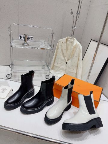 Boot cổ lỡ Hermes* đế cao 6cm kiểu đơn giản đẹp VIP 1:1