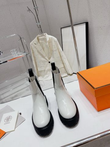 Boot cổ lỡ Hermes* đế cao 6cm kiểu đơn giản đẹp VIP 1:1