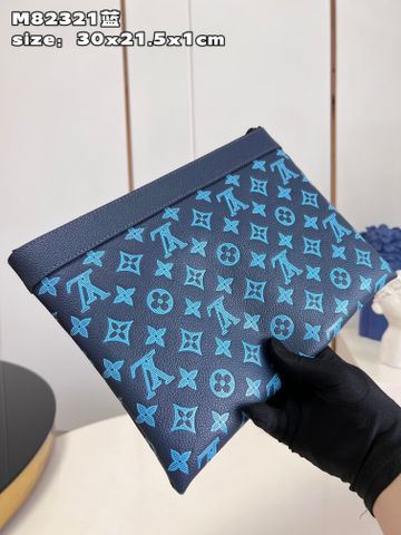 Clutch LV* nam nữ sz 39cm da bò dập nổi hoạ tiết Monogram xanh đẹp SIÊU CẤP