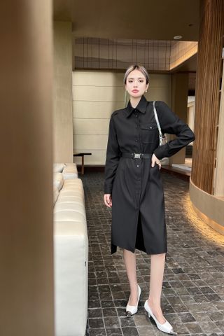 Váy PRADA* dáng dài kèm belt kiểu khoẻ dáng đẹp độc VIP 1:1