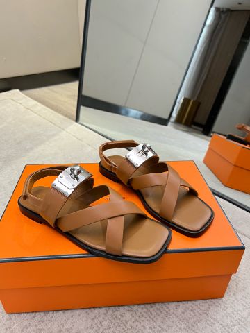 Sandal nữ Hermes* la mã kiểu đẹp quai da bò khoá bạc bản to mẫu mới đẹp VIP 1:1