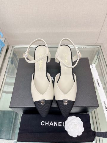 Giày cao gót chanel* cao 8,5cm mũi và gót bọc vải cao cấp