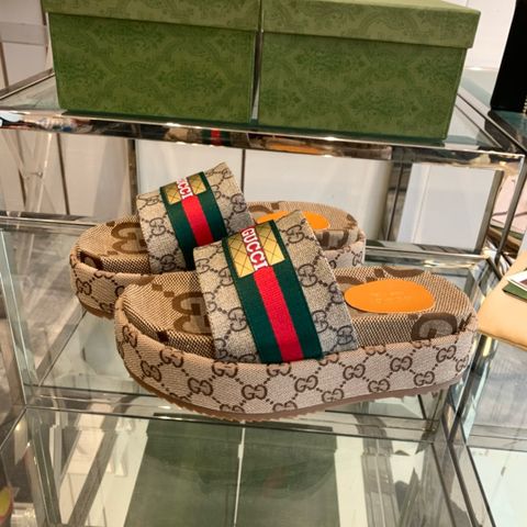 Dép nữ gucci* đế cao quai sọc màu đẹp VIP 1:1