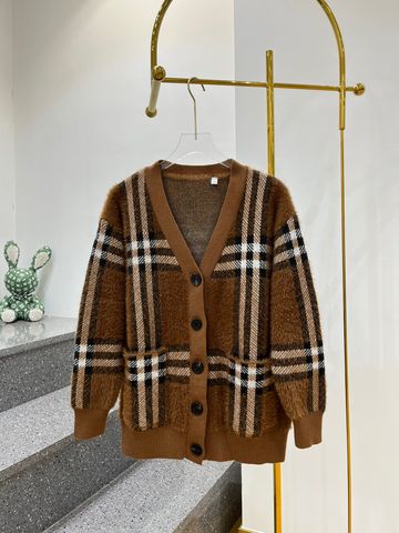 Áo cardigan len lông Burberry* kẻ nâu cực đẹp cho nữ VIP 1:1