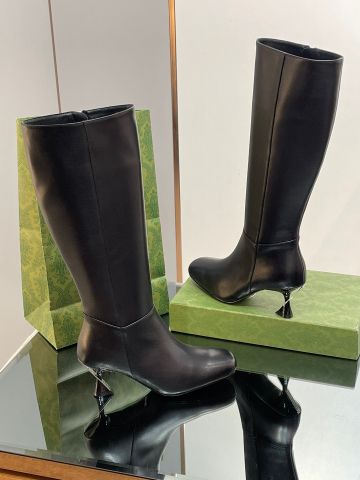 Boot GUCCI* cổ cao gần gối gót cao 7cm da bò lỳ dáng đẹp sang VIP 1:1