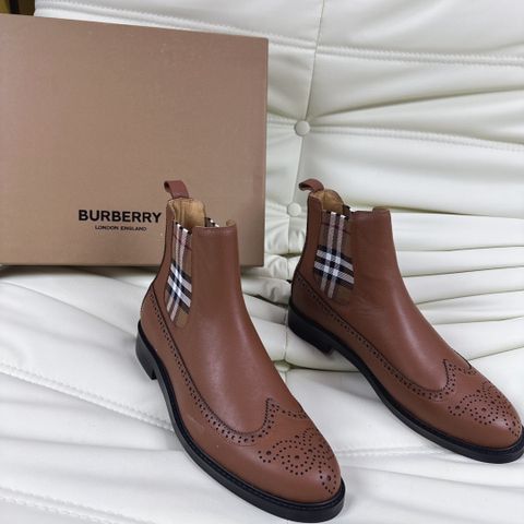 Giày nam cao cổ BURBERRY* da bò lỳ phối kẻ đẹp lịch lãm  VIP 1:1