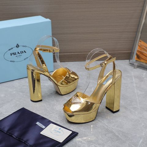 Giày cao gót PRADA* da bóng cao 13cm hở mũi dáng đẹp sang VIP 1:1