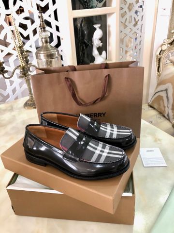 Giày nam Loafer BURBERRY* da bóng mờ phối kẻ đẹp trẻ trung VIP 1:1