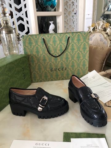 Giày nữ GUCCI* da bê trần vân logo gót to cao 7cm đẹp sang dễ đi 3 màu đẹp sang VIP 1:1