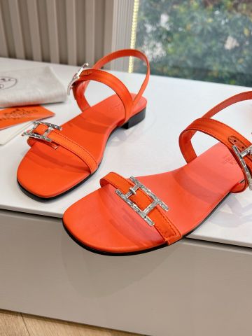 Sandal nữ Hermes* la mã kiểu đẹp quai da bò khoá bạc bản to mẫu mới đẹp VIP 1:1