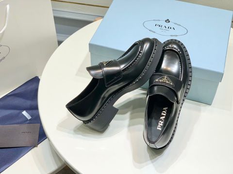 Giày nữ PRADA* da bóng đế cao 5cm đẹp VIP 1:1