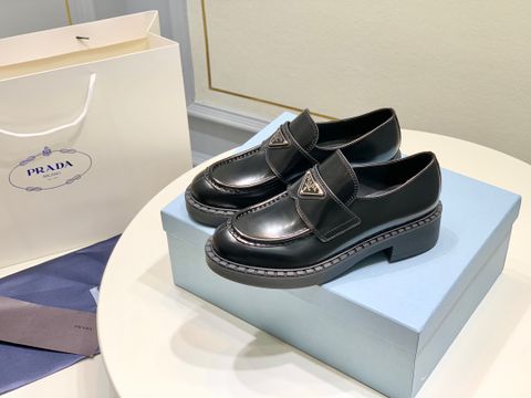 Giày nữ PRADA* da bóng đế cao 5cm đẹp VIP 1:1