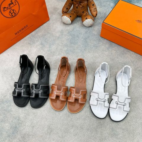 Sandal nữ Hermes* quai da bò xịn viền thêu đẹp VIP 1:1