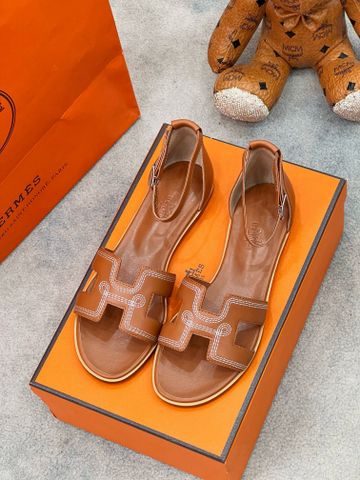 Sandal nữ Hermes* quai da bò xịn viền thêu đẹp VIP 1:1