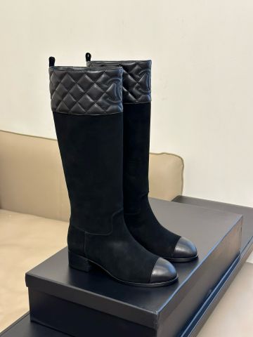 Boot chanel* da lộn cổ cao gần gối phối da lỳ đẹp VIP 1:1