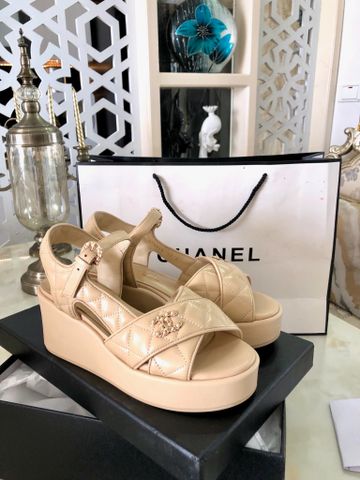 Sandal nữ đế xuồng chanel* da bê trần vân đẹp SIÊU CẤP