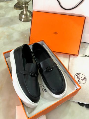 Giày slip on nam HERMES* da bò mềm khoá bạc đẹp SIÊU CẤP