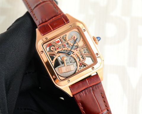 Đồng hồ nữ Cartier* dây da máy cơ trong suốt lộ cơ hoàn toàn cực độc và chất case 31mm VIP 1:1