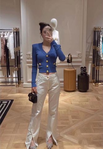 Áo len nữ cài khuy BALMAIN* SIÊU CẤP