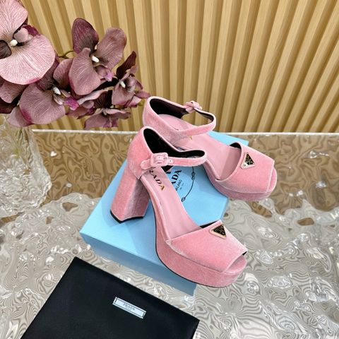 Sandal cao gót PRADA* cao 10cm chất nhung đẹp sang VIP 1:1