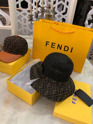 Mũ nữ FENDI* cói phối vải hoạ tiết logo đẹp sang SIÊU CẤP