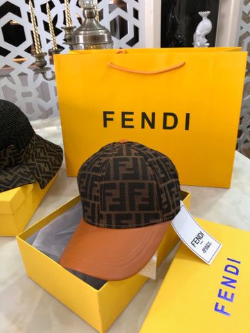 Mũ lưỡi trai FENDI* nam nữ hoạ tiết Logo FF nâu pha da lỳ đẹp