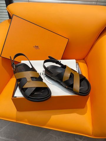 Sandal nam nữ Hermes* quai da bò đan phối màu đẹp VIP 1:1